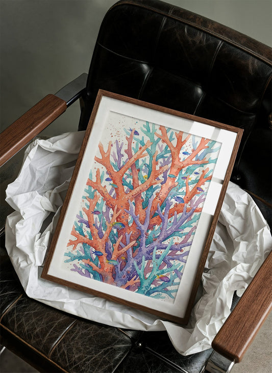 Branching Reef: Watercolor Staghorn Coral Study