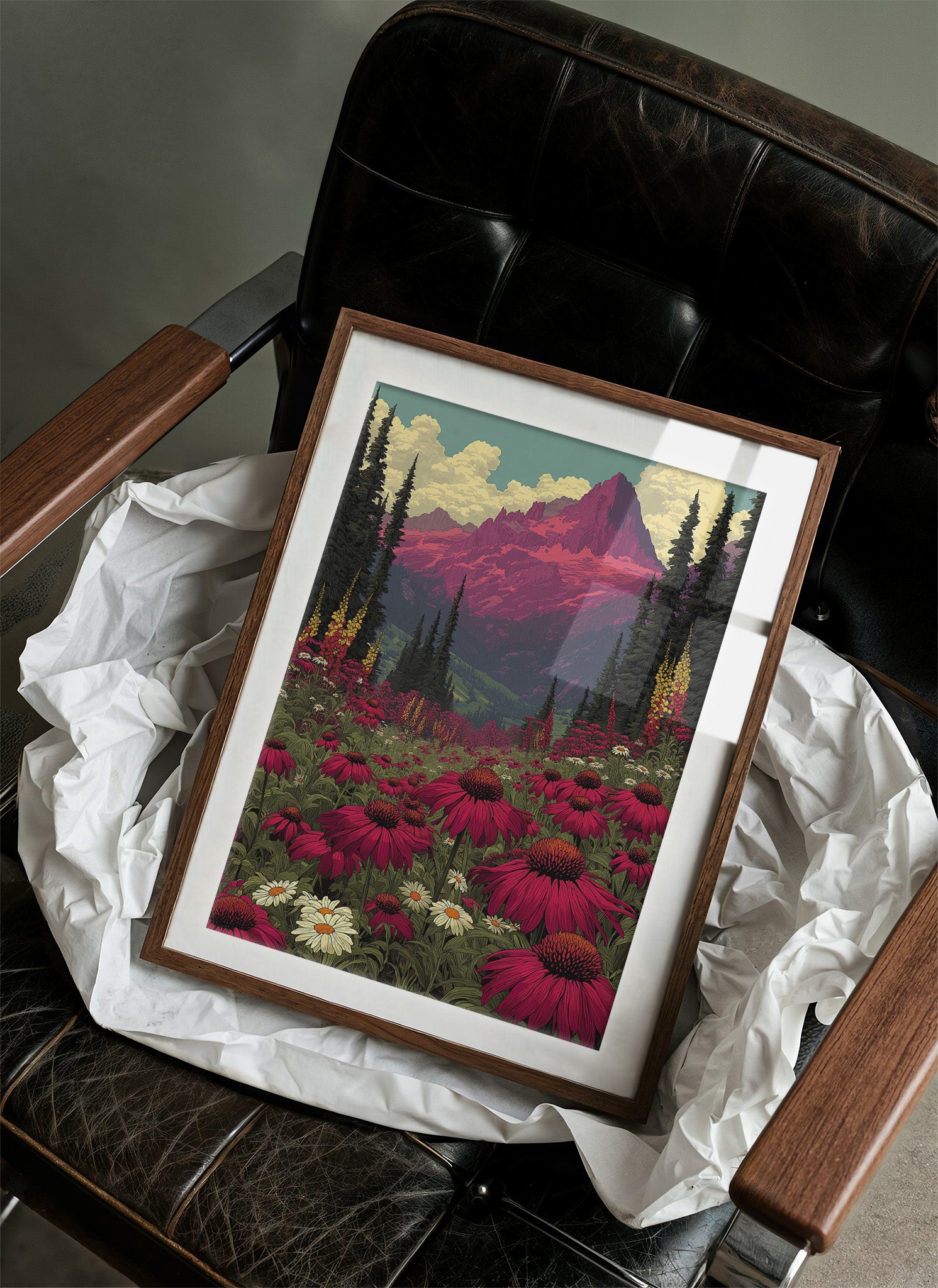 Alpenglow Meadow: Retro National Park Poster