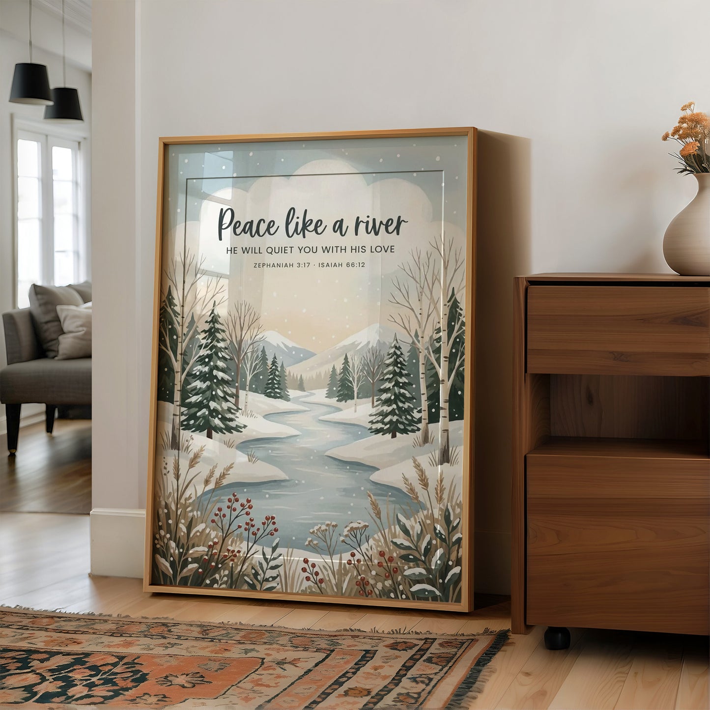 Peace Like a River: Winter Scripture Print