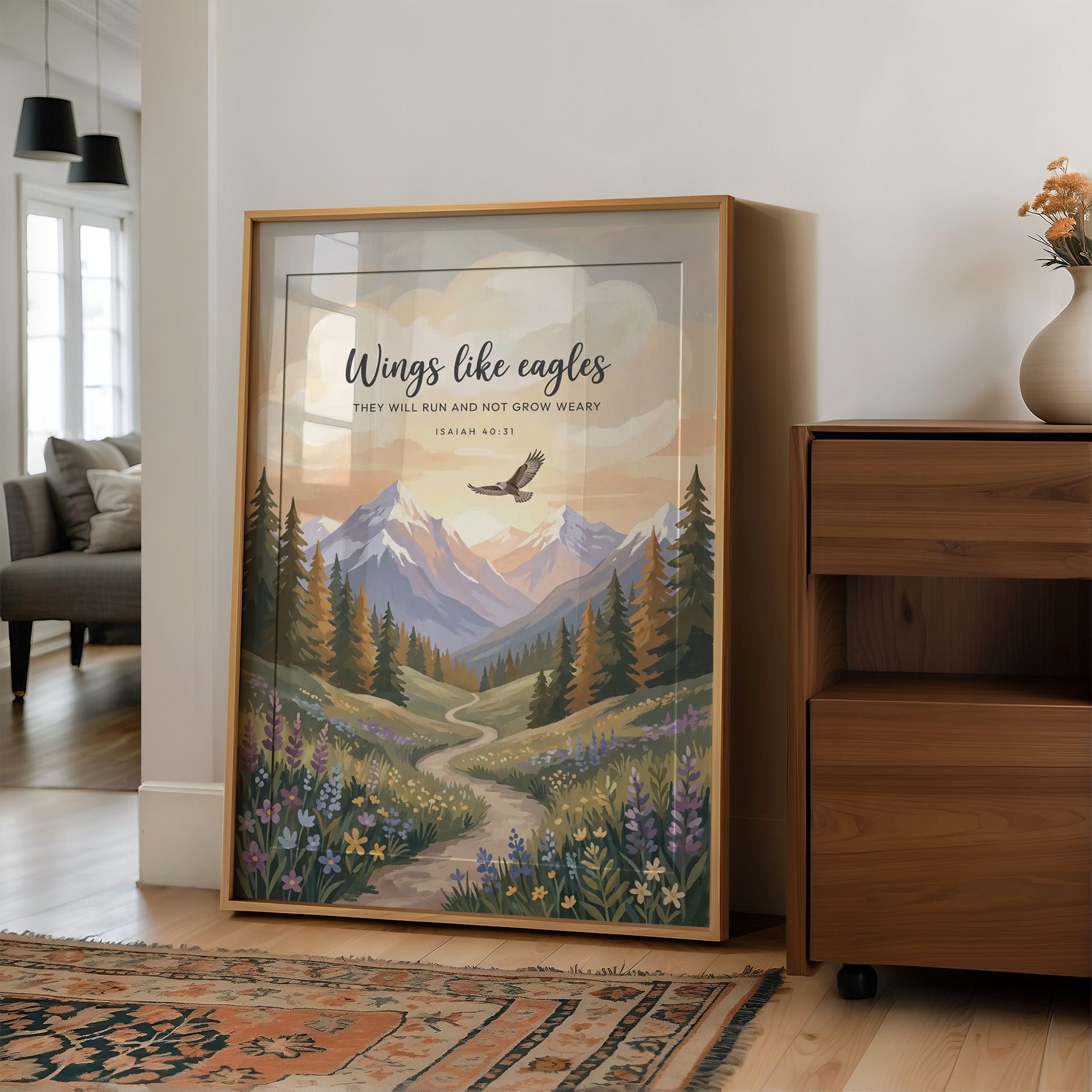 Wings Like Eagles: Alpine Meadow Scripture Print