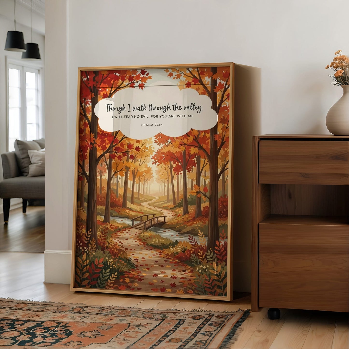 Though I Walk Through the Valley: Autumn Forest Bridge
