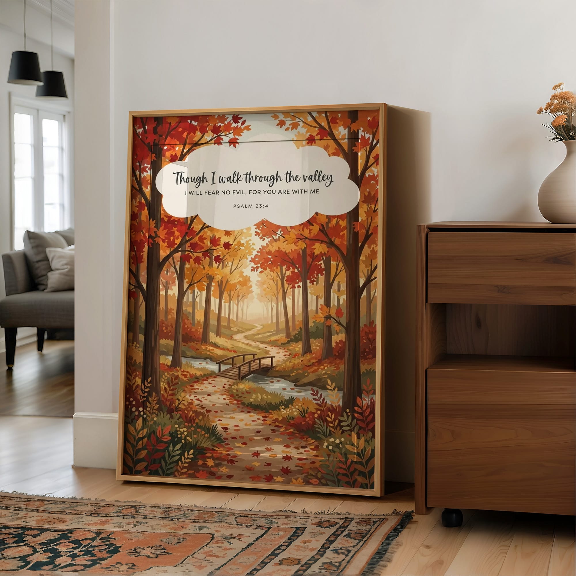 Though I Walk Through the Valley: Autumn Forest Bridge