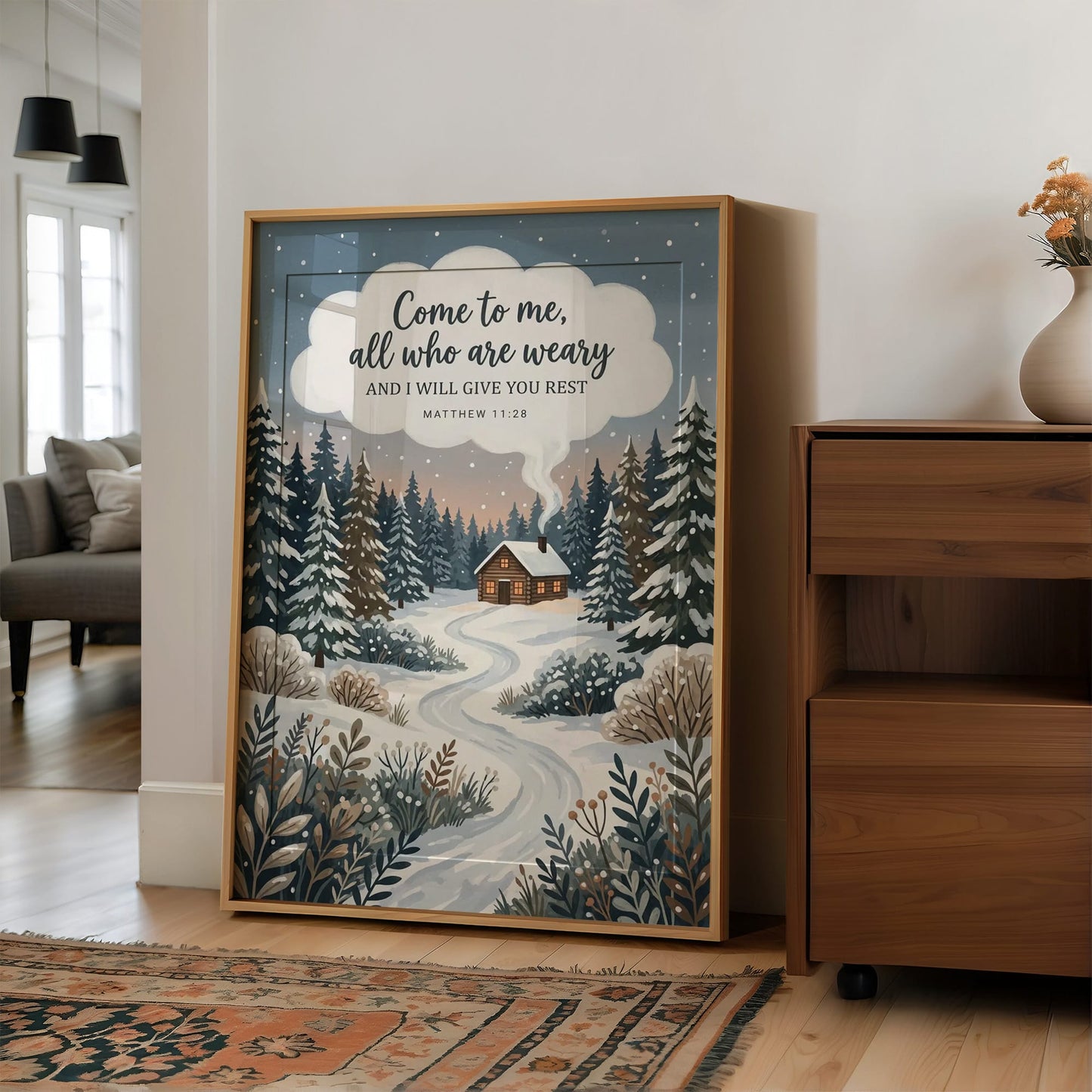 Come to Me, All Who Are Weary: Snowy Forest Cabin