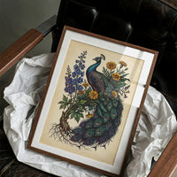 Peacock and Marigolds