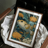 Pufferfish Among Chrysanthemums