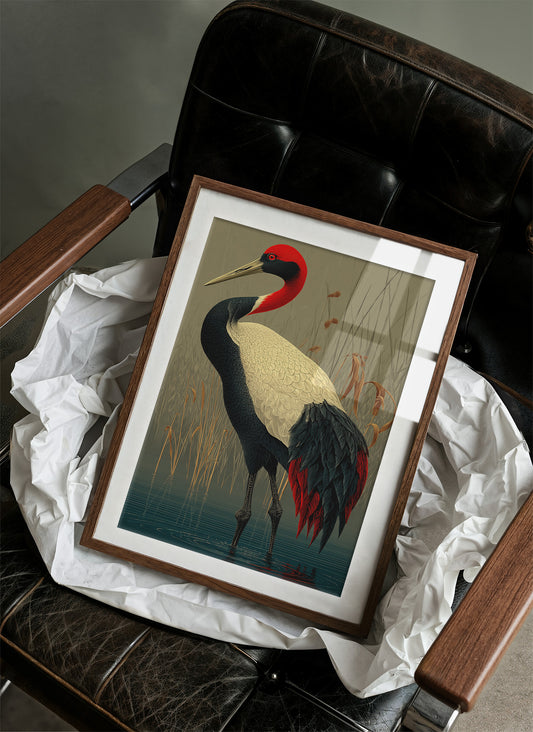 Crane in the Marsh Reeds