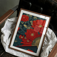 Peonies on a Painted Fan