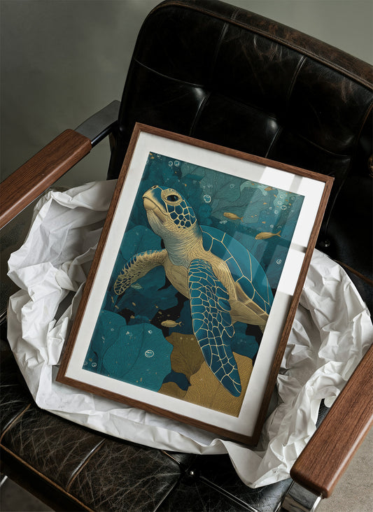 Sea Turtle Through the Reef