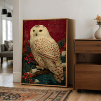 Snowy Owl in Winter Red