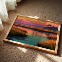 Herons at Marsh Sunset