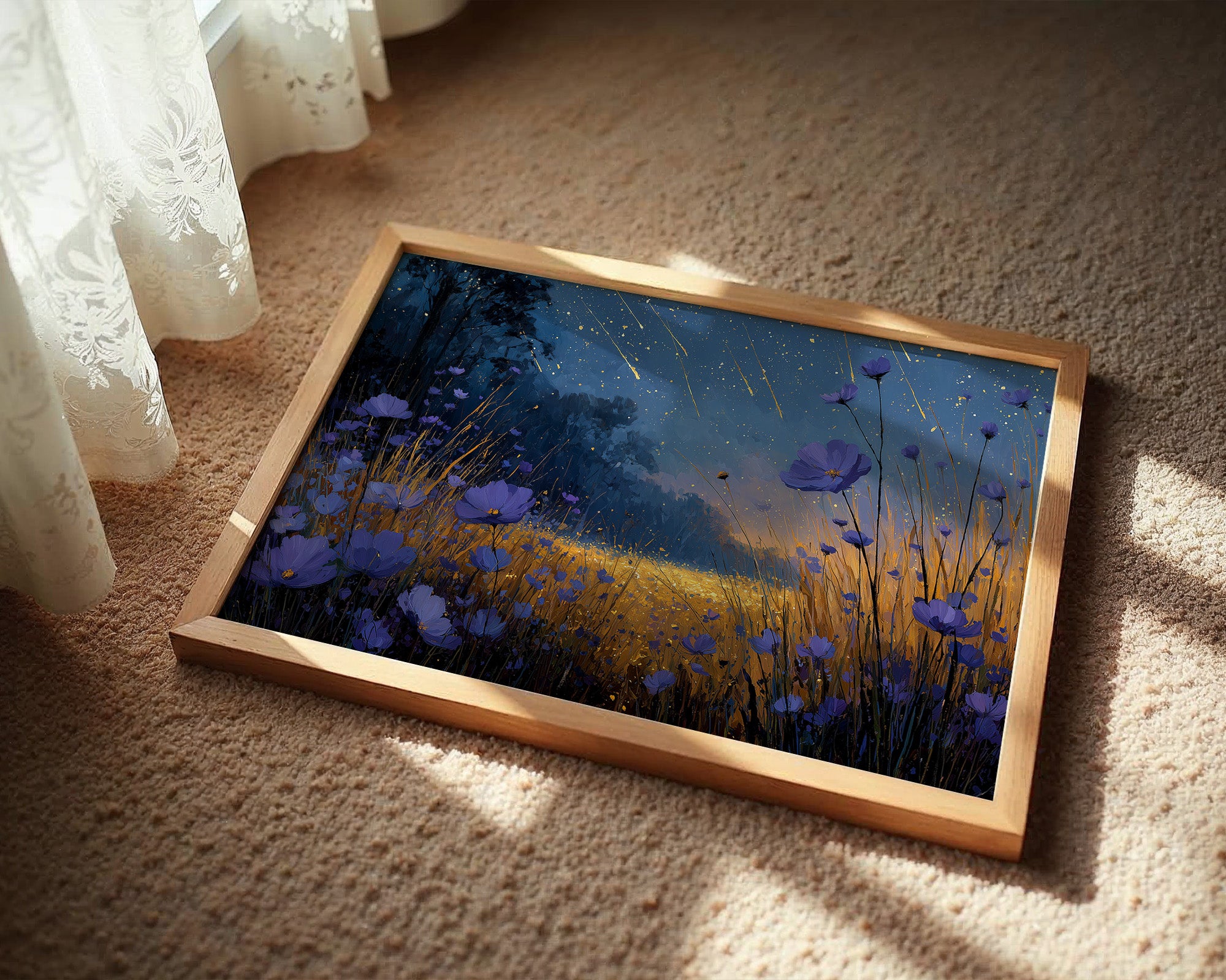 Meteor Shower Over Wildflowers
