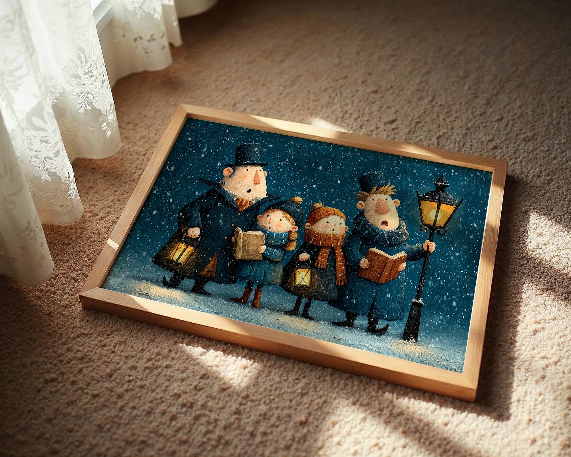 The Carolers Sing By Lamplight