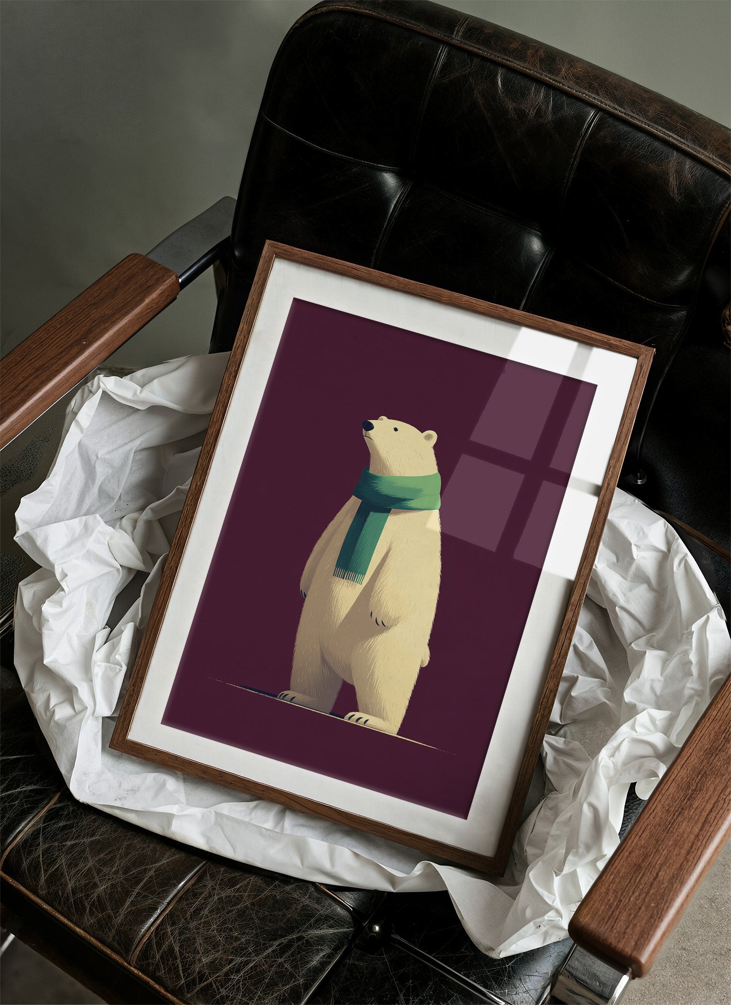 Polar Bear in Green Scarf