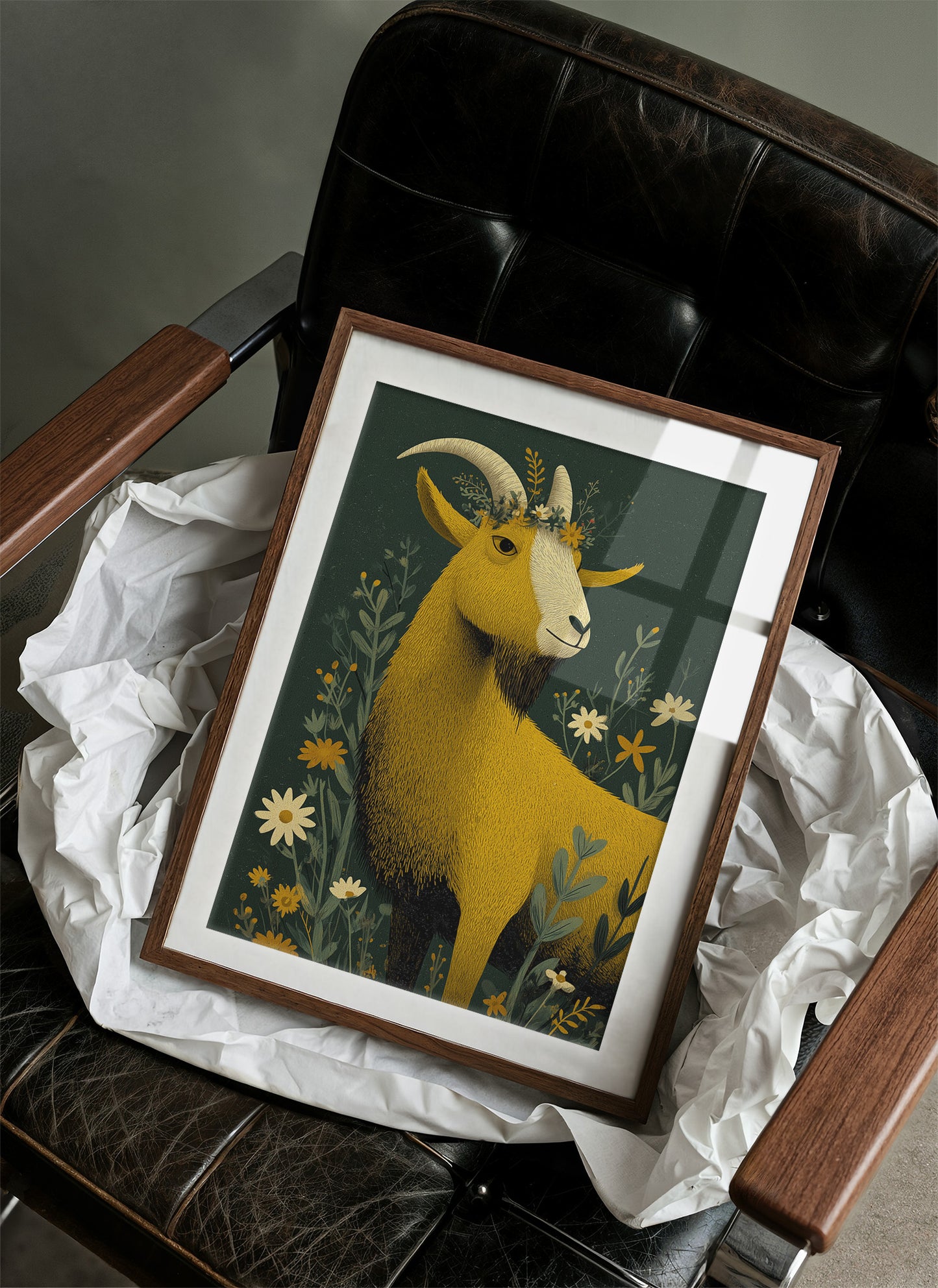 Goat Crowned in Wildflowers