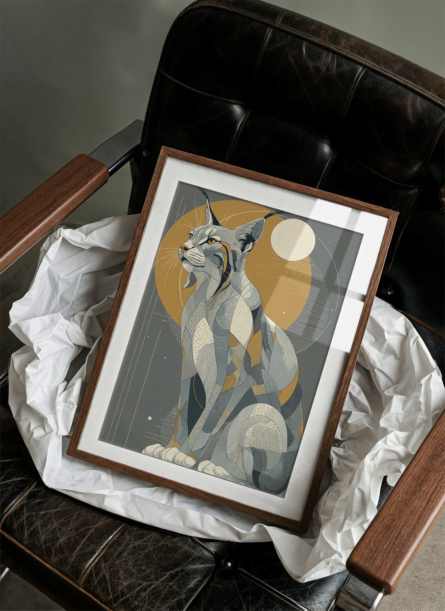 Lynx Under Golden Moon