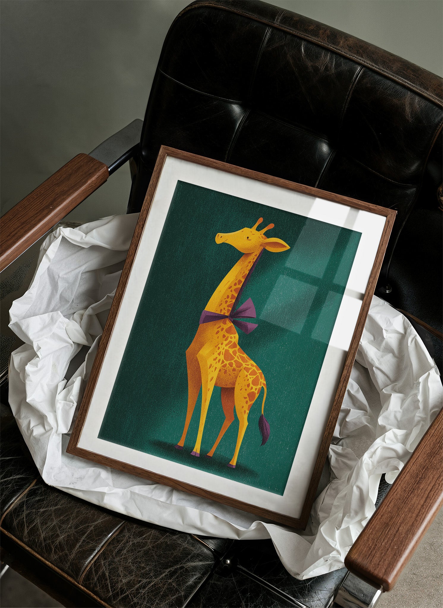 Giraffe in Purple Bow