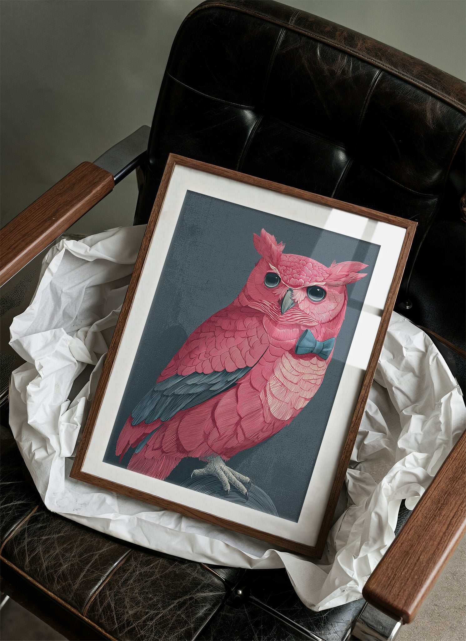Pink Owl, Dapper in Blue