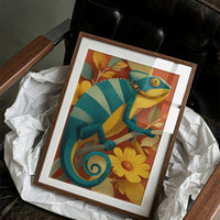 Chameleon Among the Daisies
