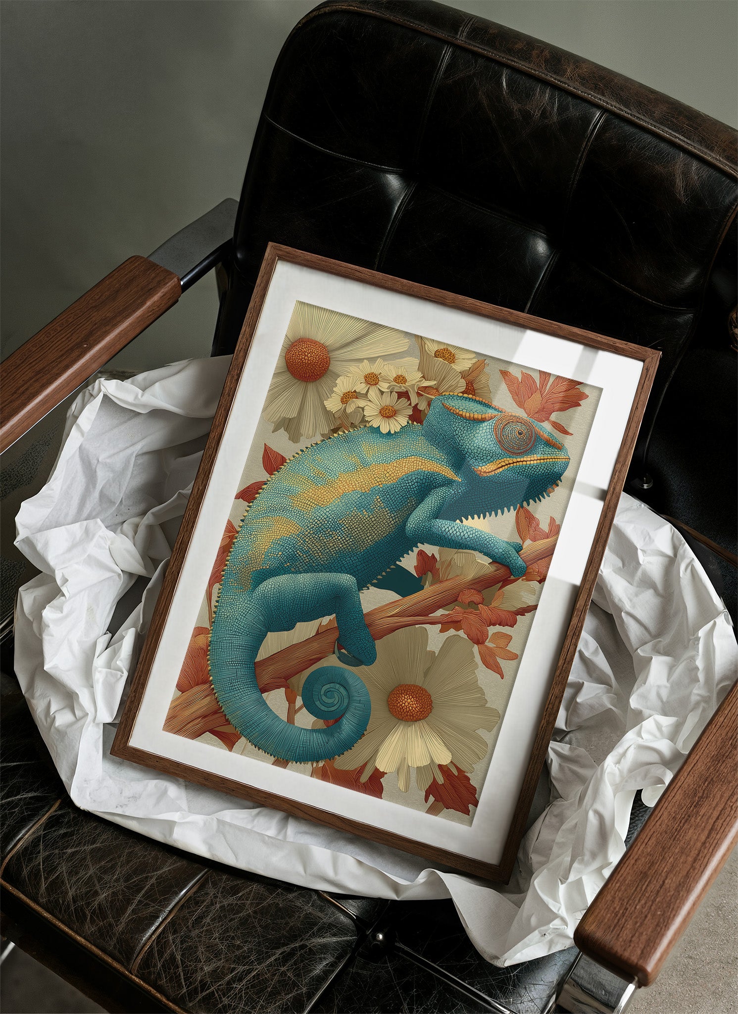 Chameleon, Vintage Botanical Study