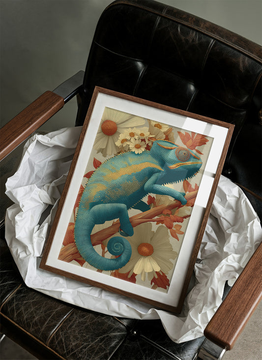Chameleon, Vintage Botanical Study