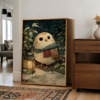 Owl with Lantern, Winter Night