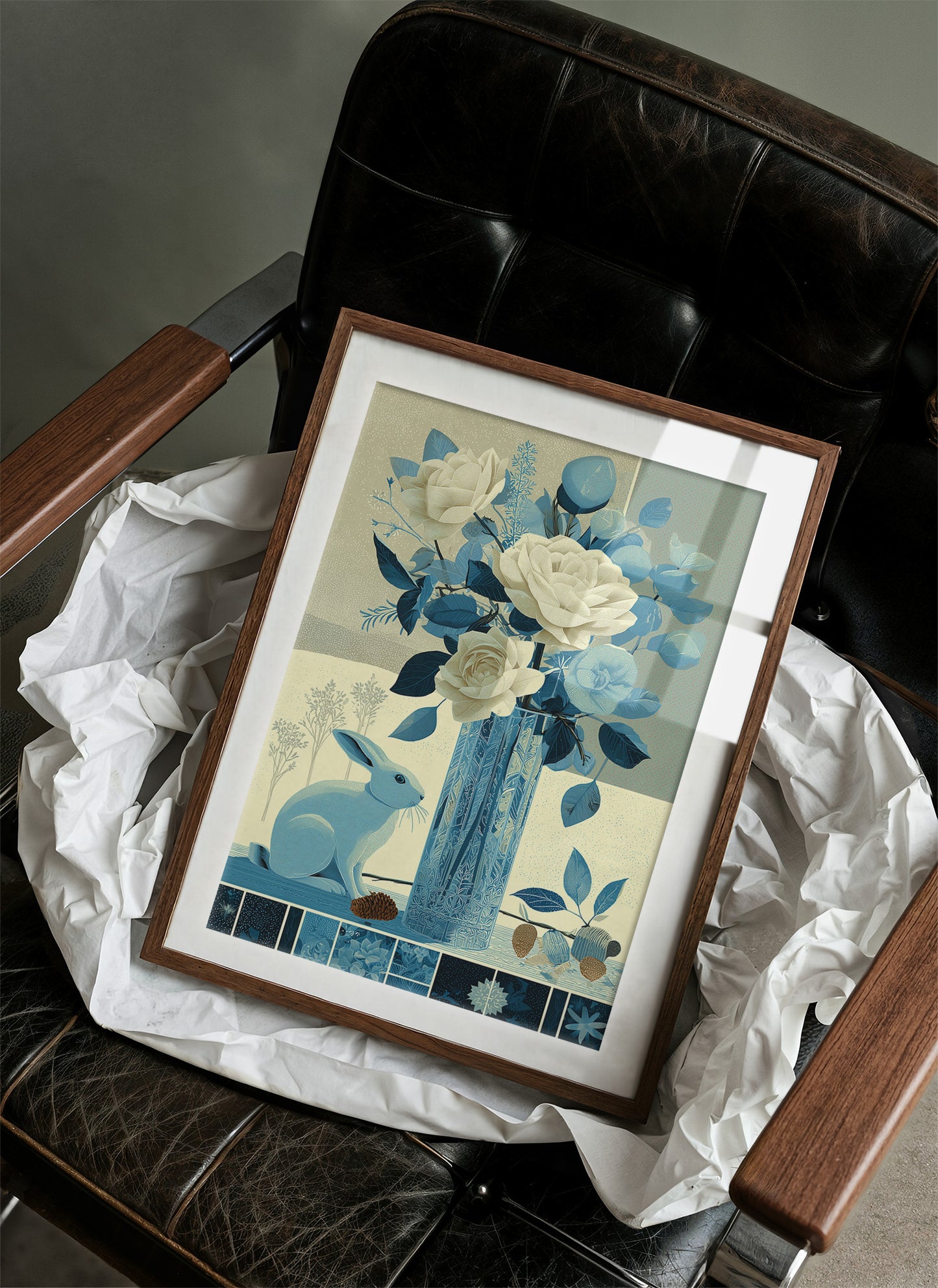 Blue Hare, Roses in Cut Glass