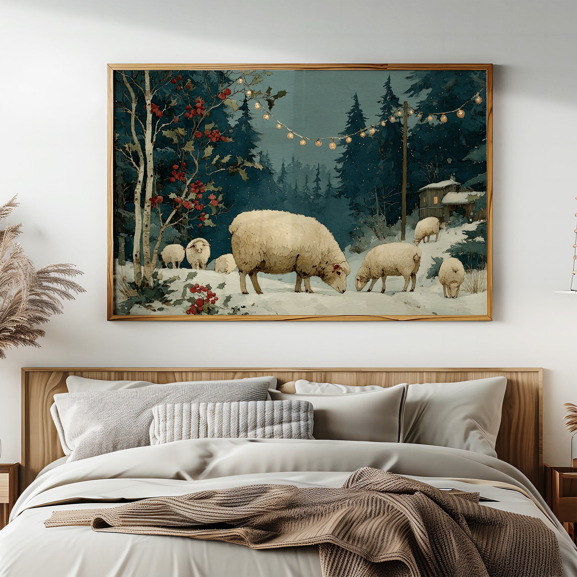 Sheep Under Winter Lights