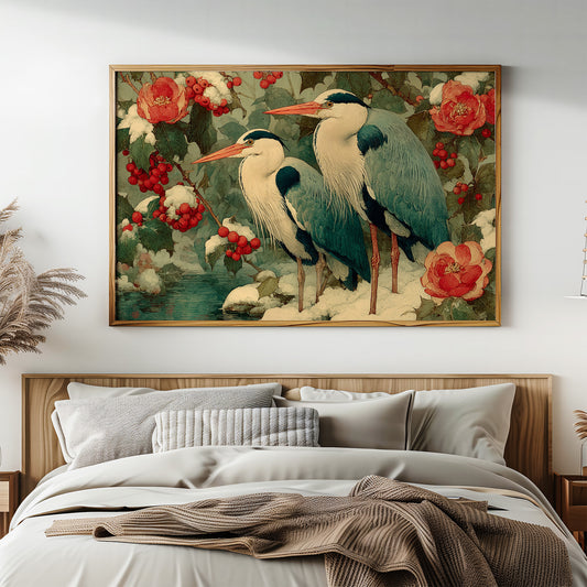 Herons Among the Camellias