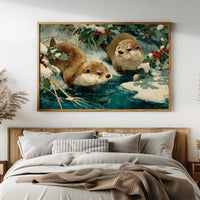 Two Otters, One Winter Stream