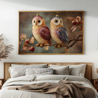 Glass Owls on a Winter Branch