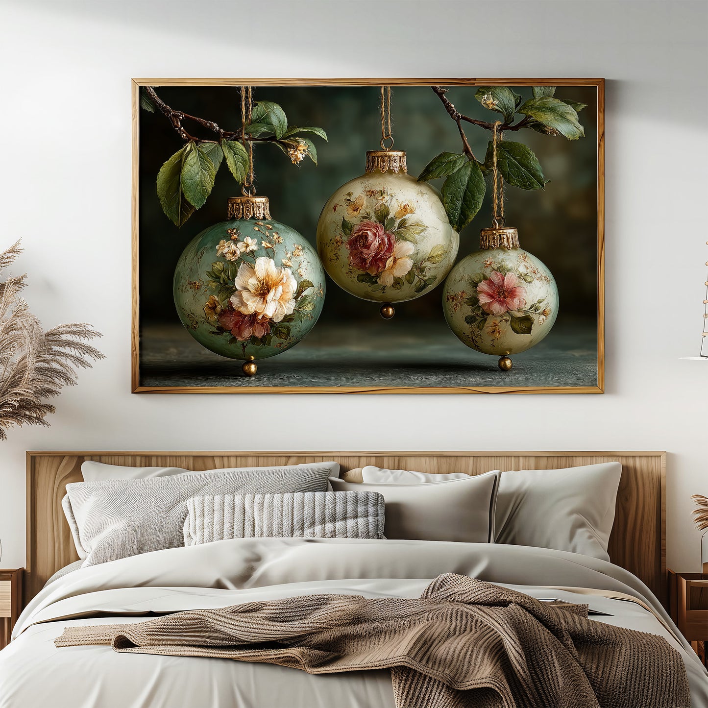 Sage Ornaments Painted With Roses
