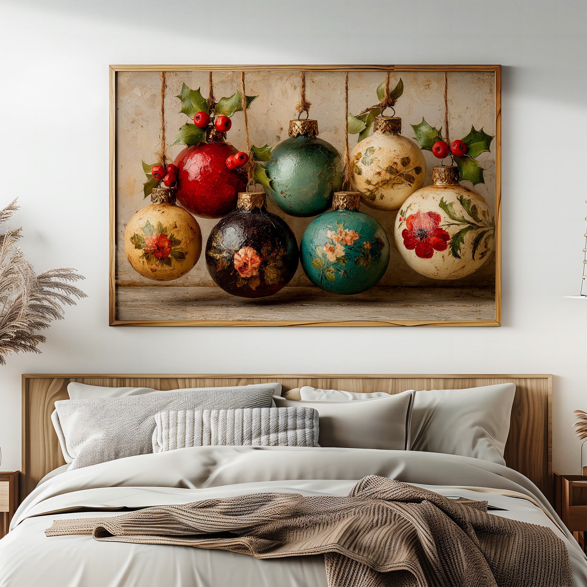 Holly Berries and Painted Baubles