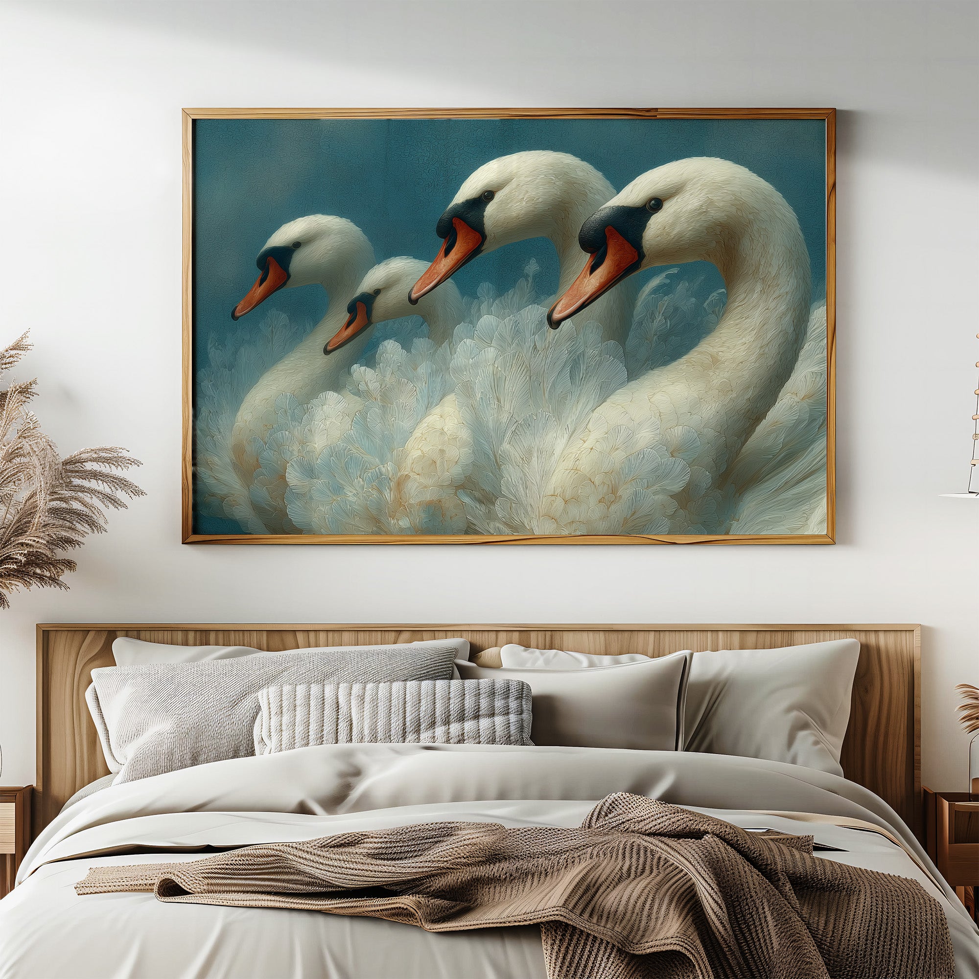 A Gathering of Swans in Teal