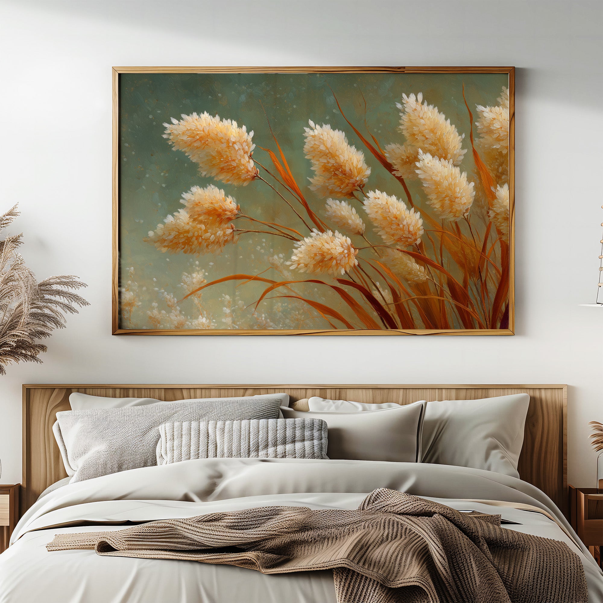 Pampas Plumes Against Sage Sky