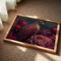 Crimson Eagle Among the Peonies