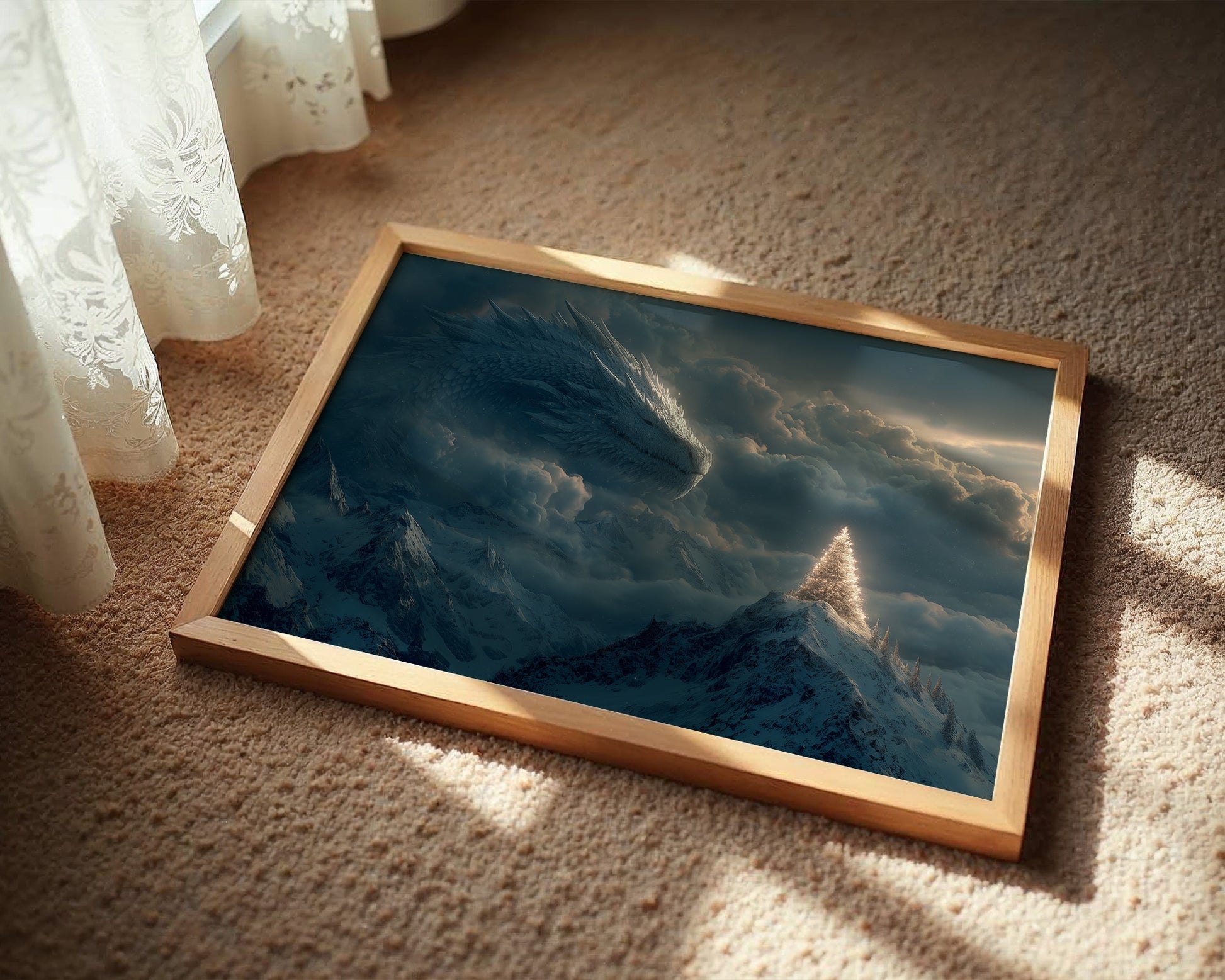 Ice Dragon Over Winter Peaks