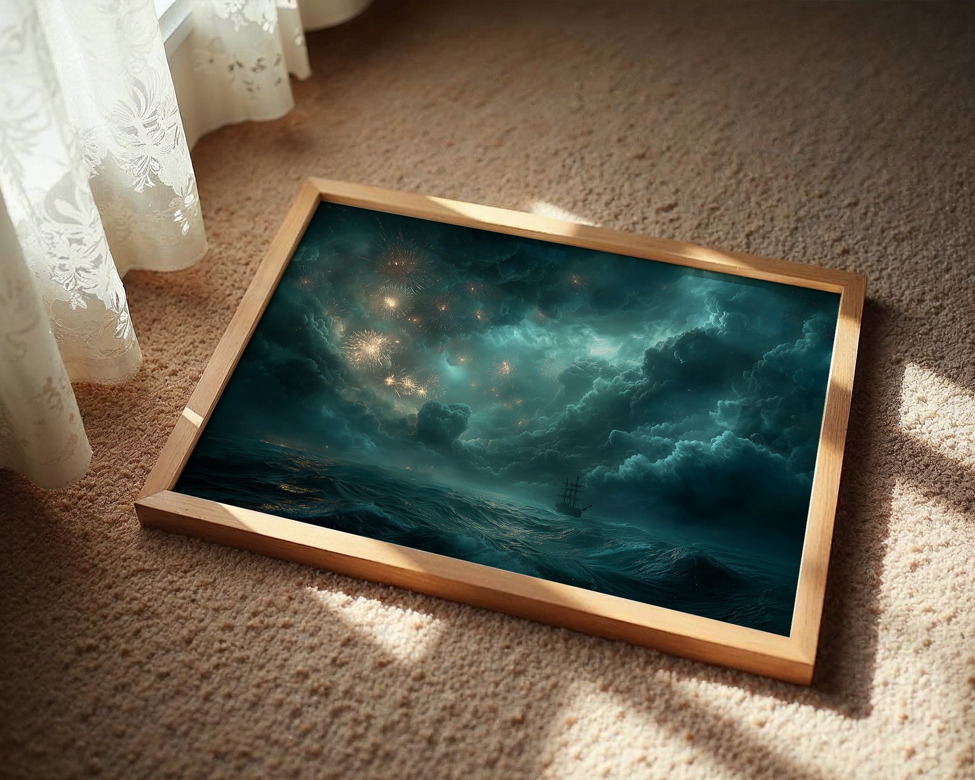 Fireworks Over the Stormy Sea