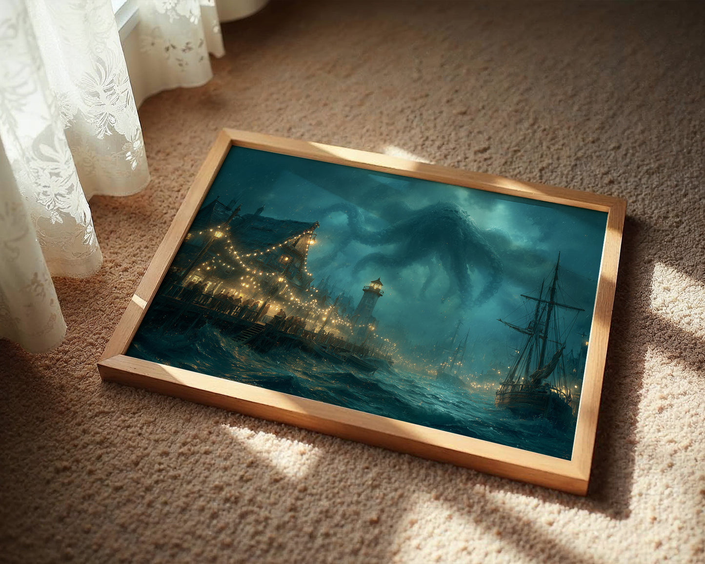 Kraken Looms Over Harbor Town