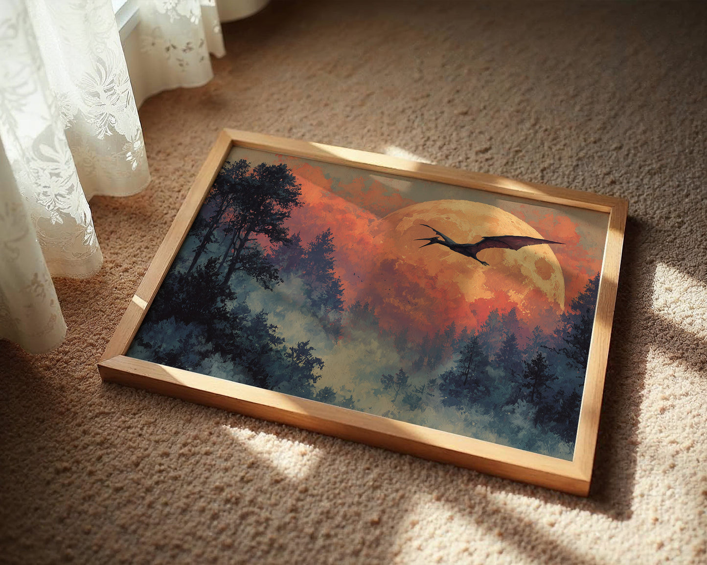 Pterodactyl Against the Harvest Moon