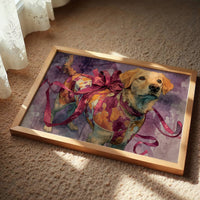 Golden Retriever Wrapped in Ribbon