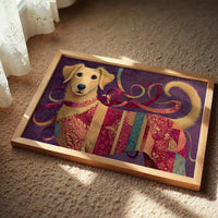 Golden Puppy in Patchwork Ribbons