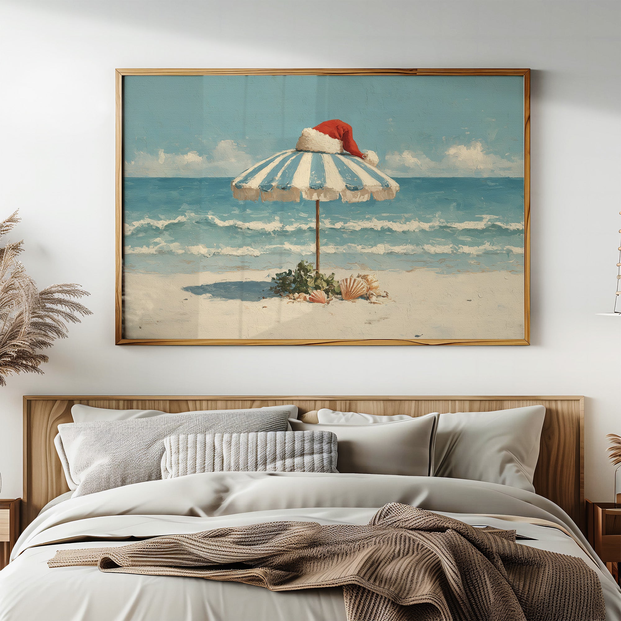 Santa Hat on Beach Umbrella