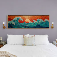 Crimson Sun Over Tiled Tides