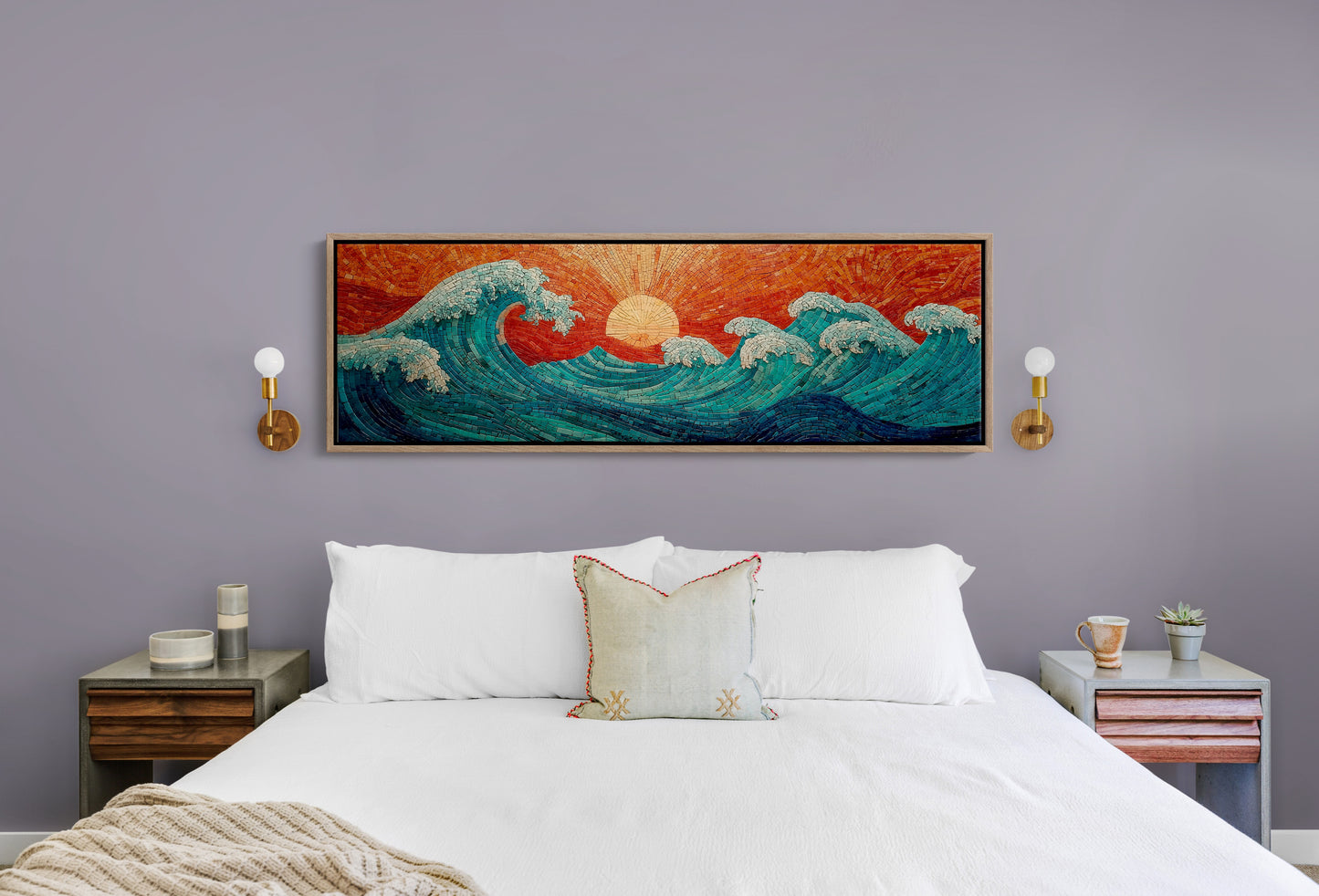 Crimson Sun Over Tiled Tides