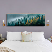 Golden Pines In Morning Mist