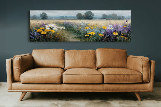 Wildflower Path Through Golden Fields