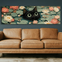 Midnight Cat Among Lotus Blossoms