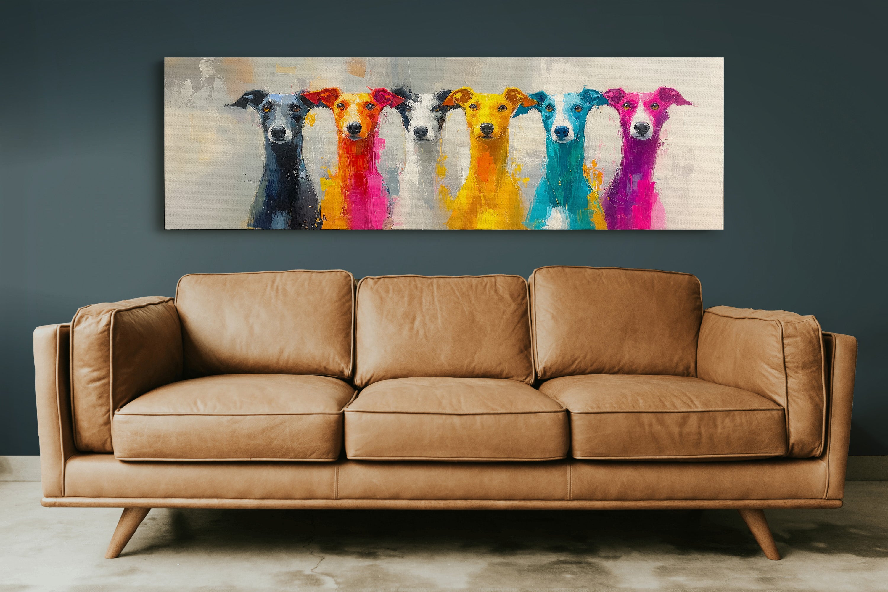 Colorful Greyhounds In Modern Pop Style