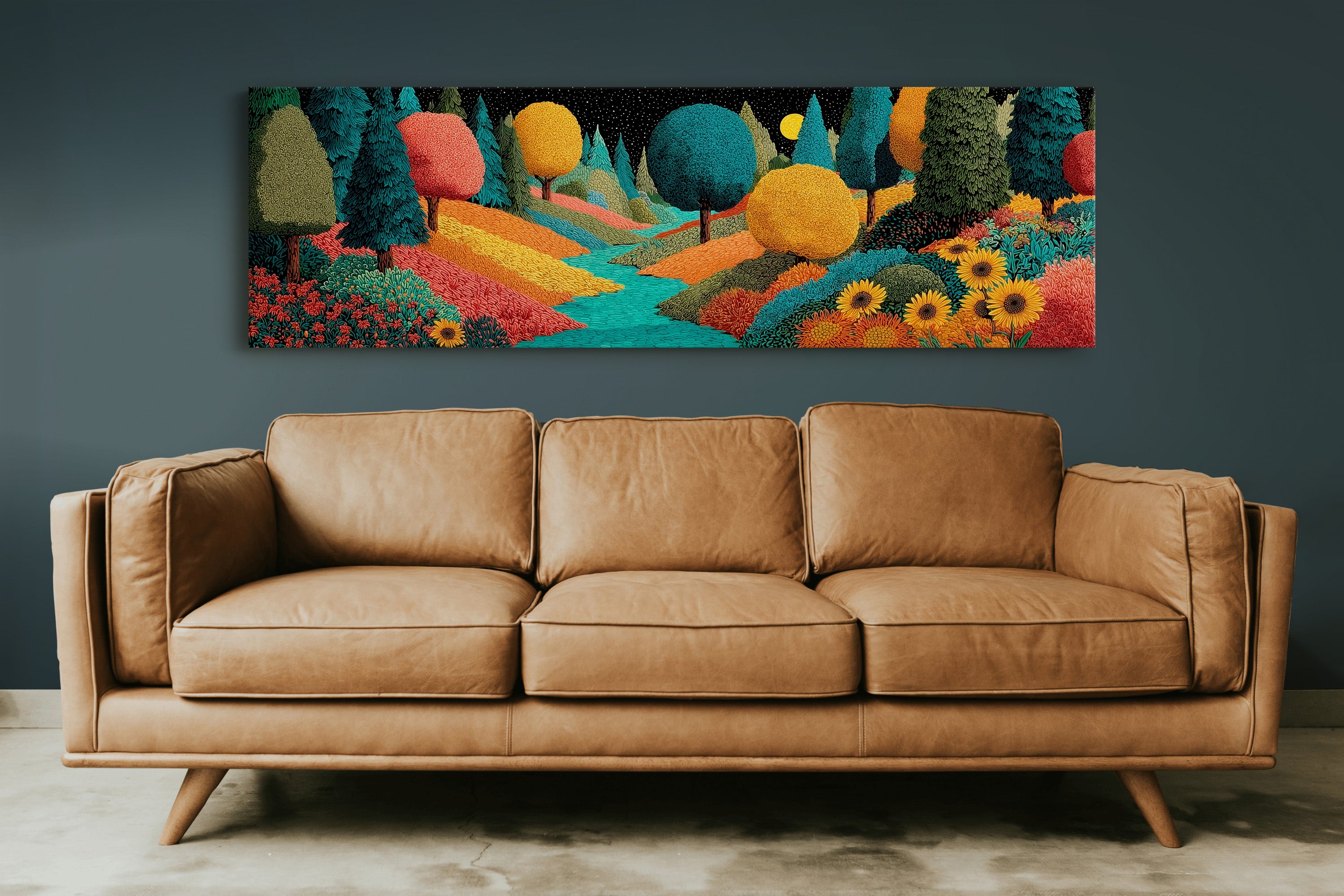 Colorful Dream Forest Under Starry Sky