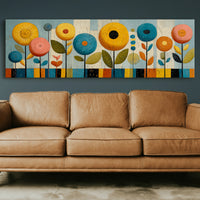 Mid Century Floral Garden in Retro Colors